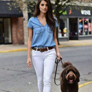 Joe's Jeans I White Distressed cuff Skinny Jeans Size 31